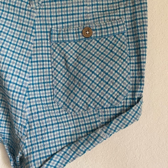 Free People Checked Out Plaid Micro Brief Style Retro Linen Blend Boho Shorts 4 - Picture 13 of 14